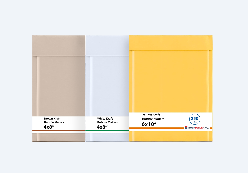 Kraft Bubble Mailers | Padded Envelopes in Yellow, Brown & White