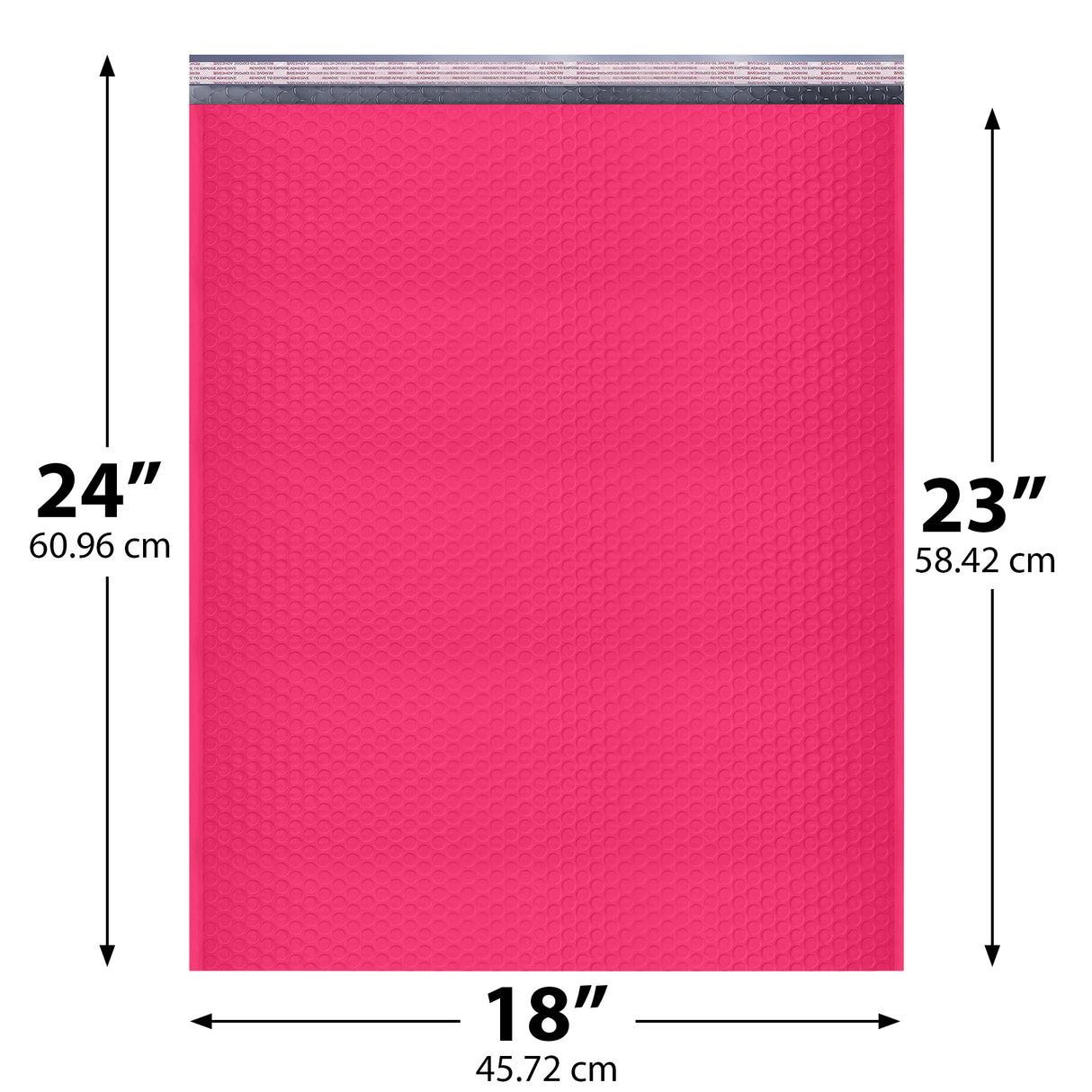 18x24 Hot Pink poly bubble mailer — #9 self-seal padded envelope, 50 pack