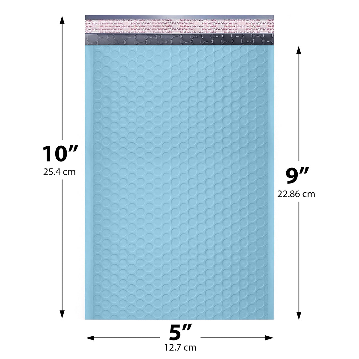 5x10 Light Blue poly bubble mailer — #00 self-seal padded envelope, 250 pack