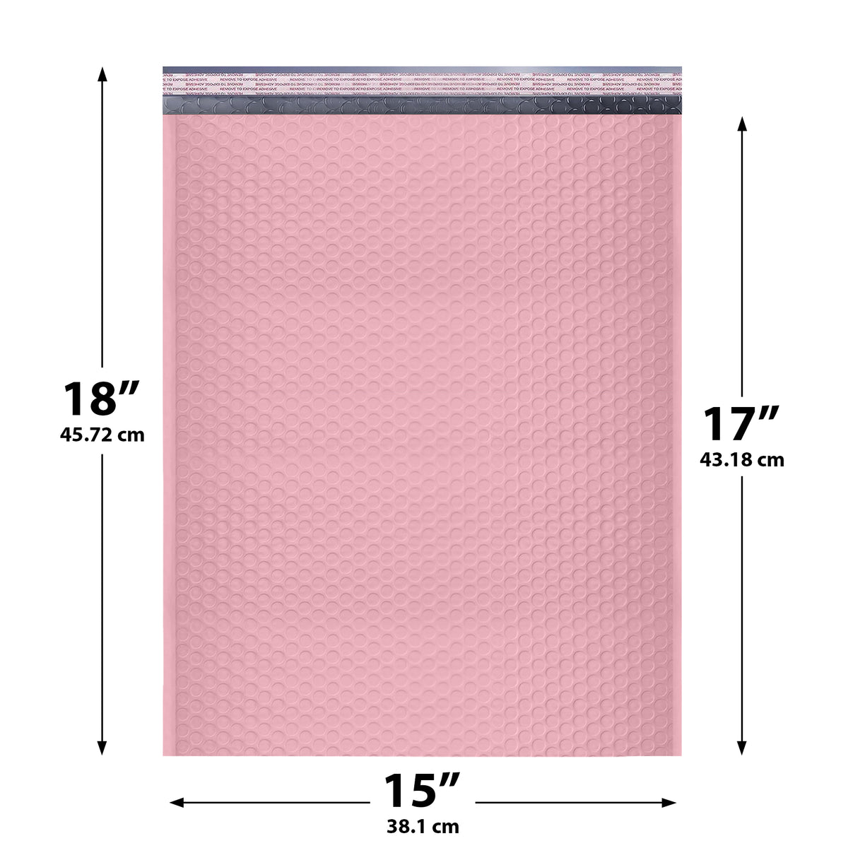 15x18 Light Pink poly bubble mailer — #8 self-seal padded envelope, 50 pack