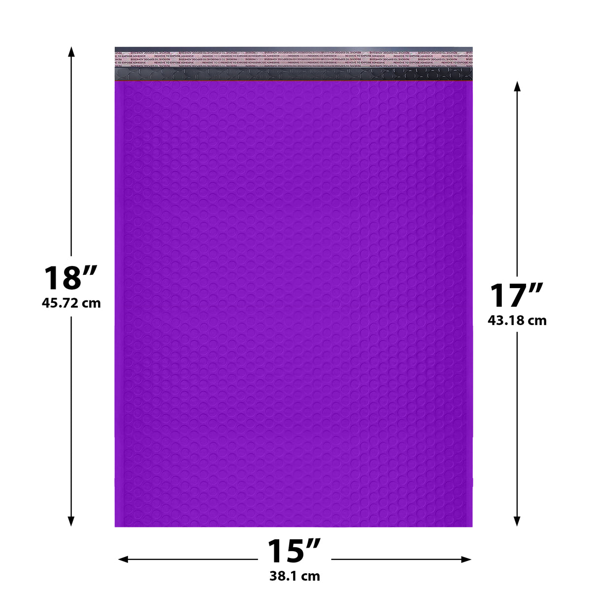 15x18 Purple poly bubble mailer — #8 self-seal padded envelope, 50 pack