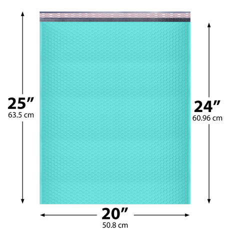 20x25 Teal poly bubble mailer — #10 self-seal padded shipping envelope, 50 pack