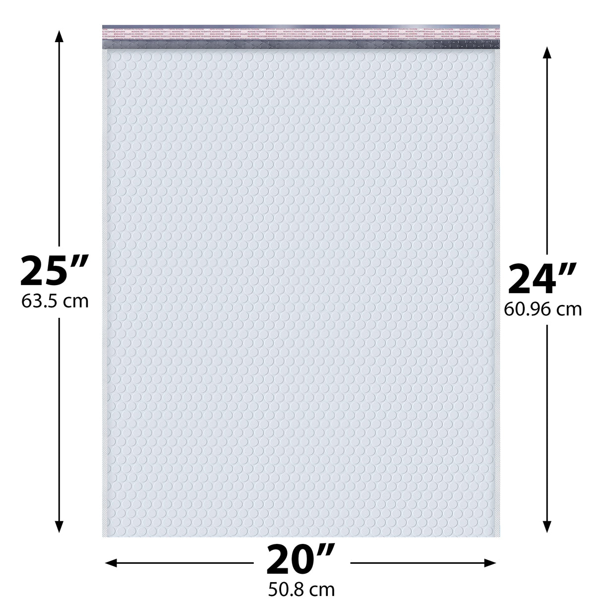 20x25 White poly bubble mailer — #10 self-seal padded shipping envelope, 50 pack