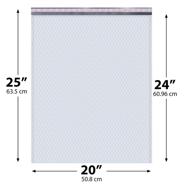 20x25 White poly bubble mailer — #10 self-seal padded shipping envelope, 50 pack