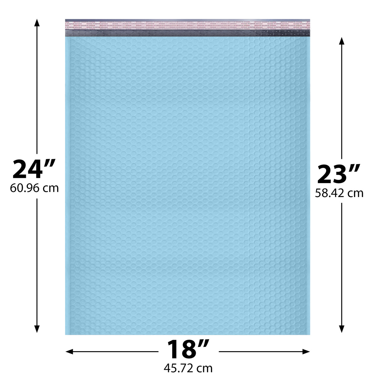 18x24 Light Blue poly bubble mailer — #9 self-seal padded envelope, 50 pack