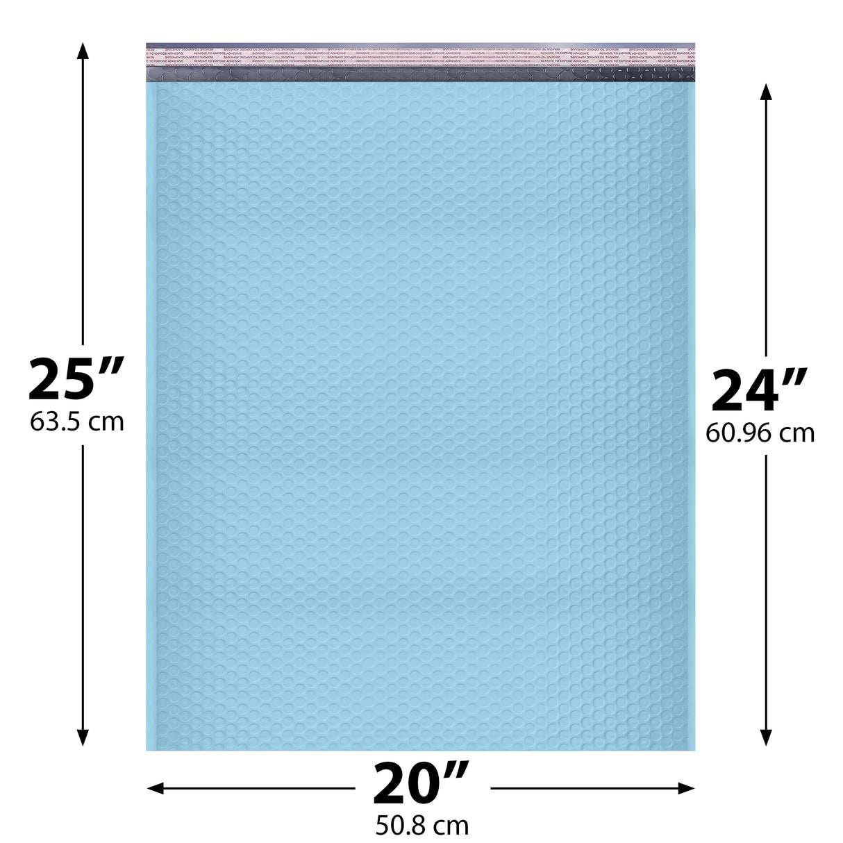 20x25 Light blue poly bubble mailer — #10 self-seal padded shipping envelope, 50 pack