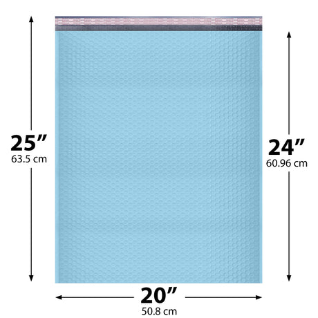 20x25 Light blue poly bubble mailer — #10 self-seal padded shipping envelope, 50 pack