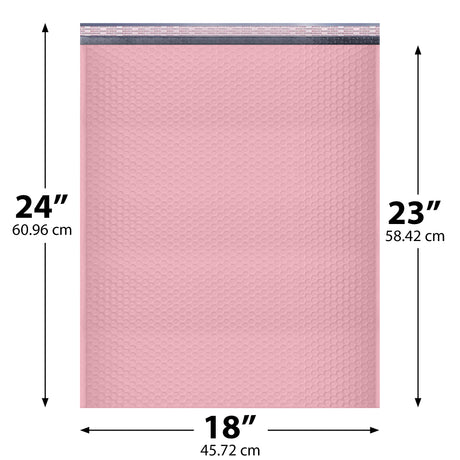 18x24 Light Pink poly bubble mailer — #9 self-seal padded envelope, 50 pack