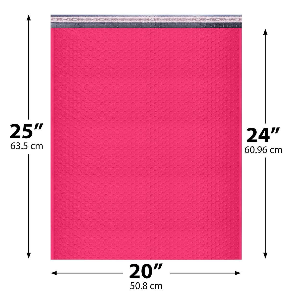 20x25 Hot pink poly bubble mailer — #10 self-seal padded shipping envelope, 50 pack