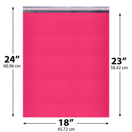 18x24 Hot Pink poly bubble mailer — #9 self-seal padded envelope, 50 pack