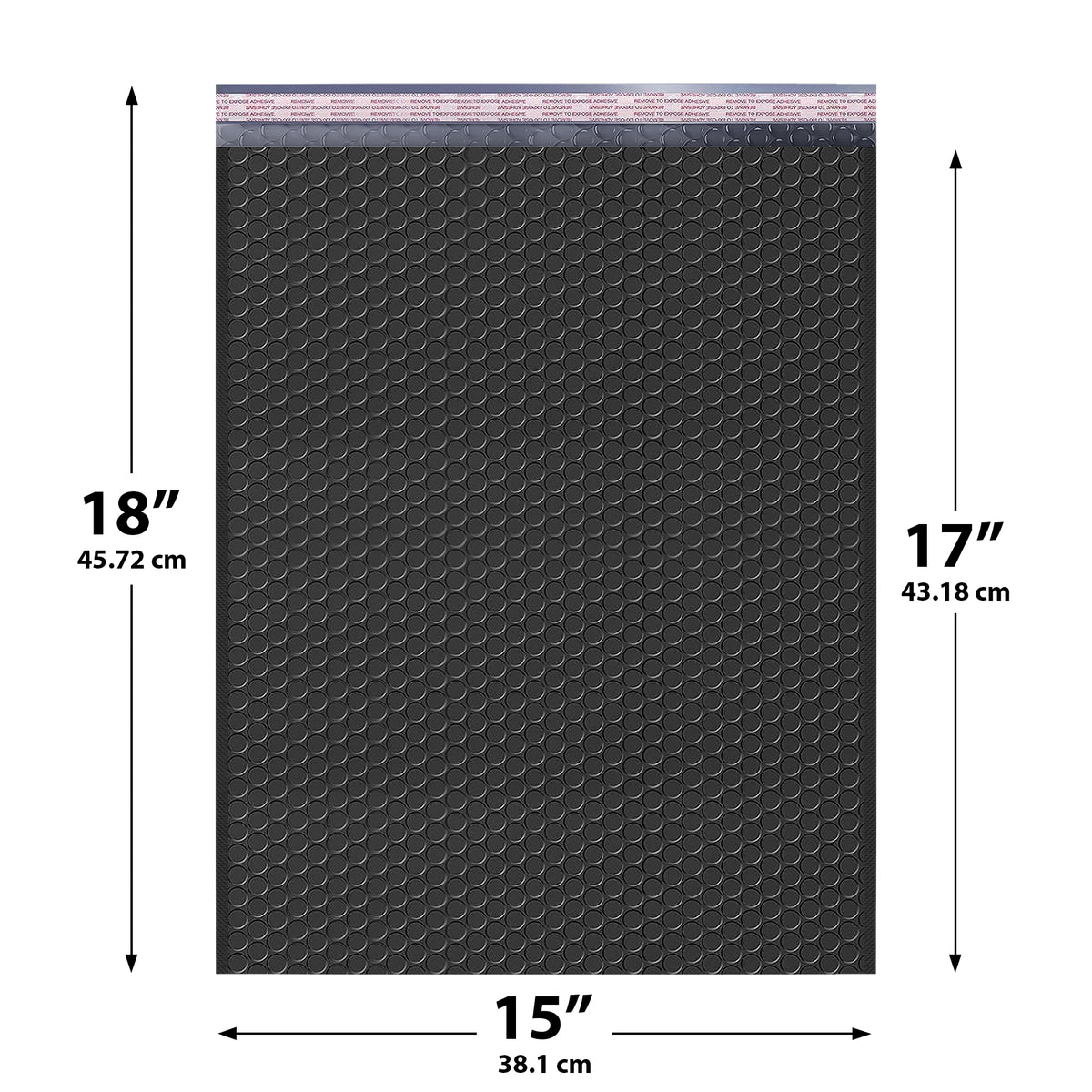15x18 Black poly bubble mailer — #8 self-seal padded envelope, 50 pack