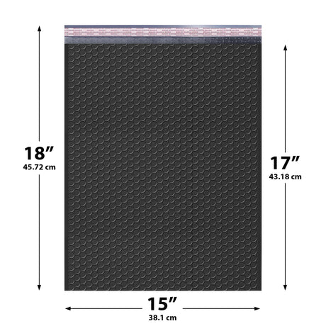 15x18 Black poly bubble mailer — #8 self-seal padded envelope, 50 pack