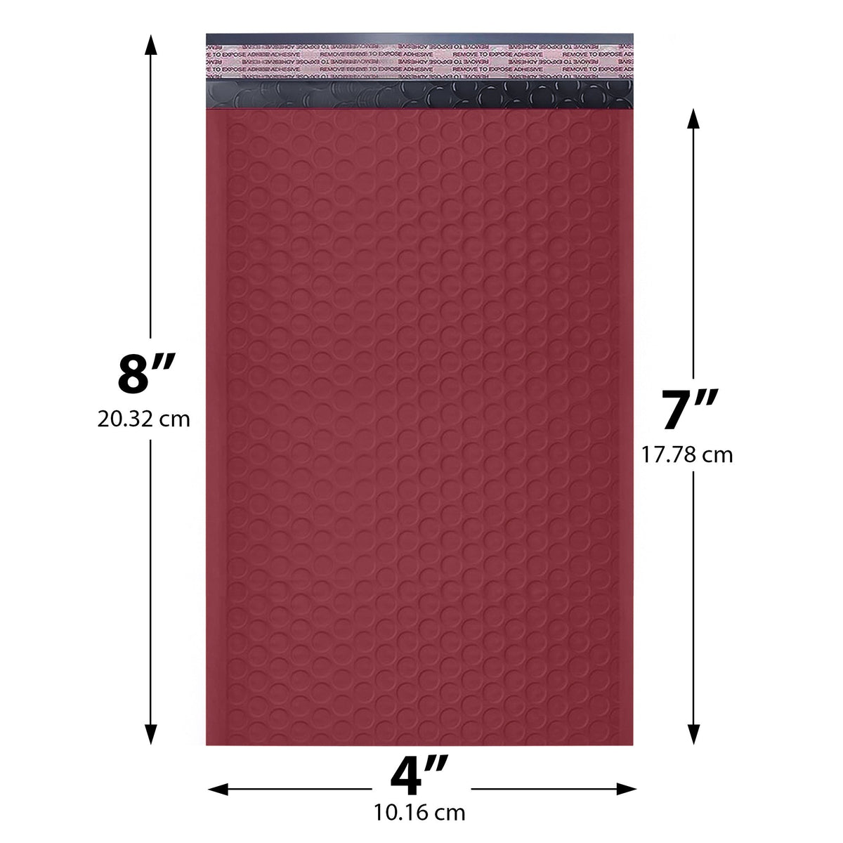 4x8 Burgundy (maroon) poly bubble mailer — #000 self-seal padded envelope, 500 pack
