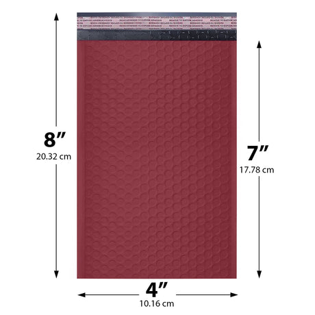 4x8 Burgundy (maroon) poly bubble mailer — #000 self-seal padded envelope, 500 pack
