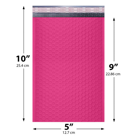 5x10 Hot Pink poly bubble mailer — #00 self-seal padded envelope, 250 pack