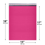 15x18 Hot Pink poly bubble mailer — #8 self-seal padded envelope, 50 pack