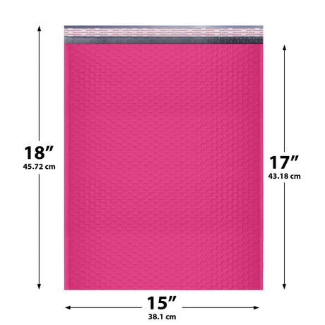 15x18 Hot Pink poly bubble mailer — #8 self-seal padded envelope, 50 pack