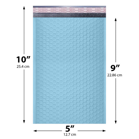 5x10 Light Blue poly bubble mailer — #00 self-seal padded envelope, 250 pack