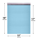 15x18 Light Blue poly bubble mailer — #8 self-seal padded envelope, 50 pack