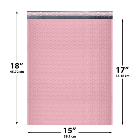 15x18 Light Pink poly bubble mailer — #8 self-seal padded envelope, 50 pack