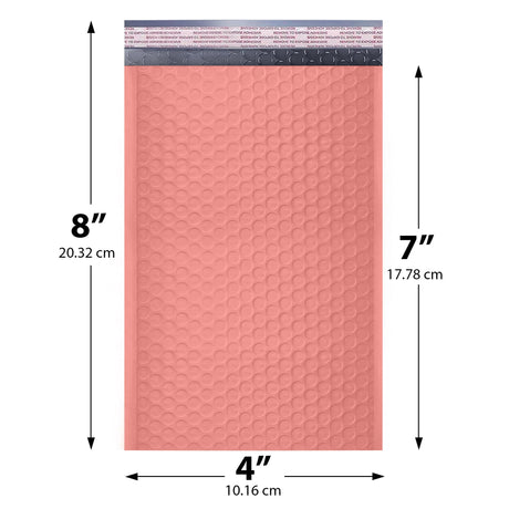 4x8 Pale Pink poly bubble mailer — #000 self-seal padded envelope, 500 pack