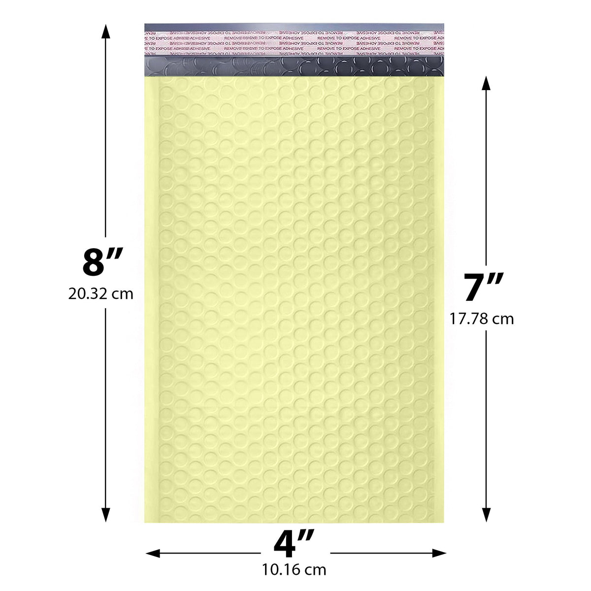 4x8 Pale Yellow poly bubble mailer — #000 self-seal padded envelope, 500 pack