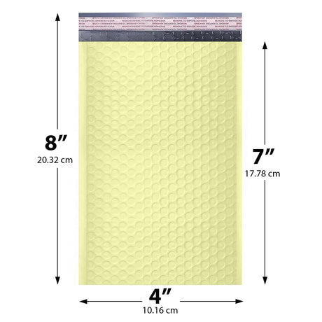 4x8 Pale Yellow poly bubble mailer — #000 self-seal padded envelope, 500 pack