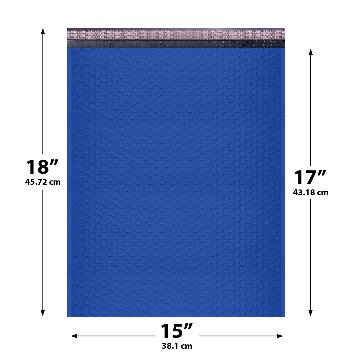 15x18 Royal Blue poly bubble mailer — #8 self-seal padded envelope, 50 pack