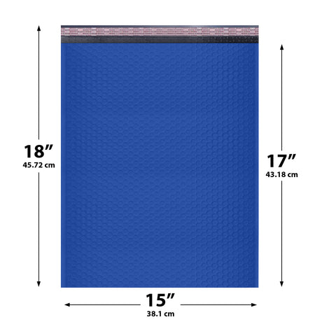 15x18 Royal Blue poly bubble mailer — #8 self-seal padded envelope, 50 pack