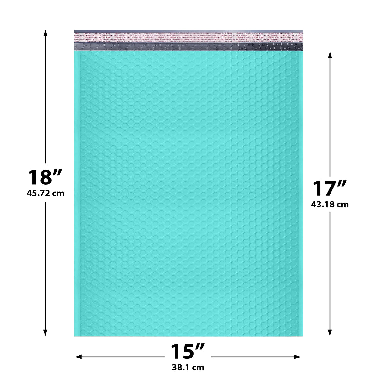 15x18 Teal poly bubble mailer — #8 self-seal padded envelope, 50 pack
