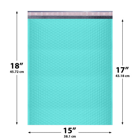 15x18 Teal poly bubble mailer — #8 self-seal padded envelope, 50 pack